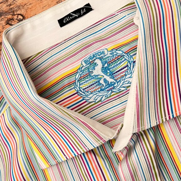 Bugatchi Long Sleeve Button Down Striped Classic Fit Shirt XXL 100% Cotton - Picture 2 of 5